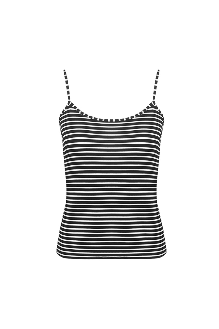 Black/White Stripe Short Spaghetti Strap Layering Tank